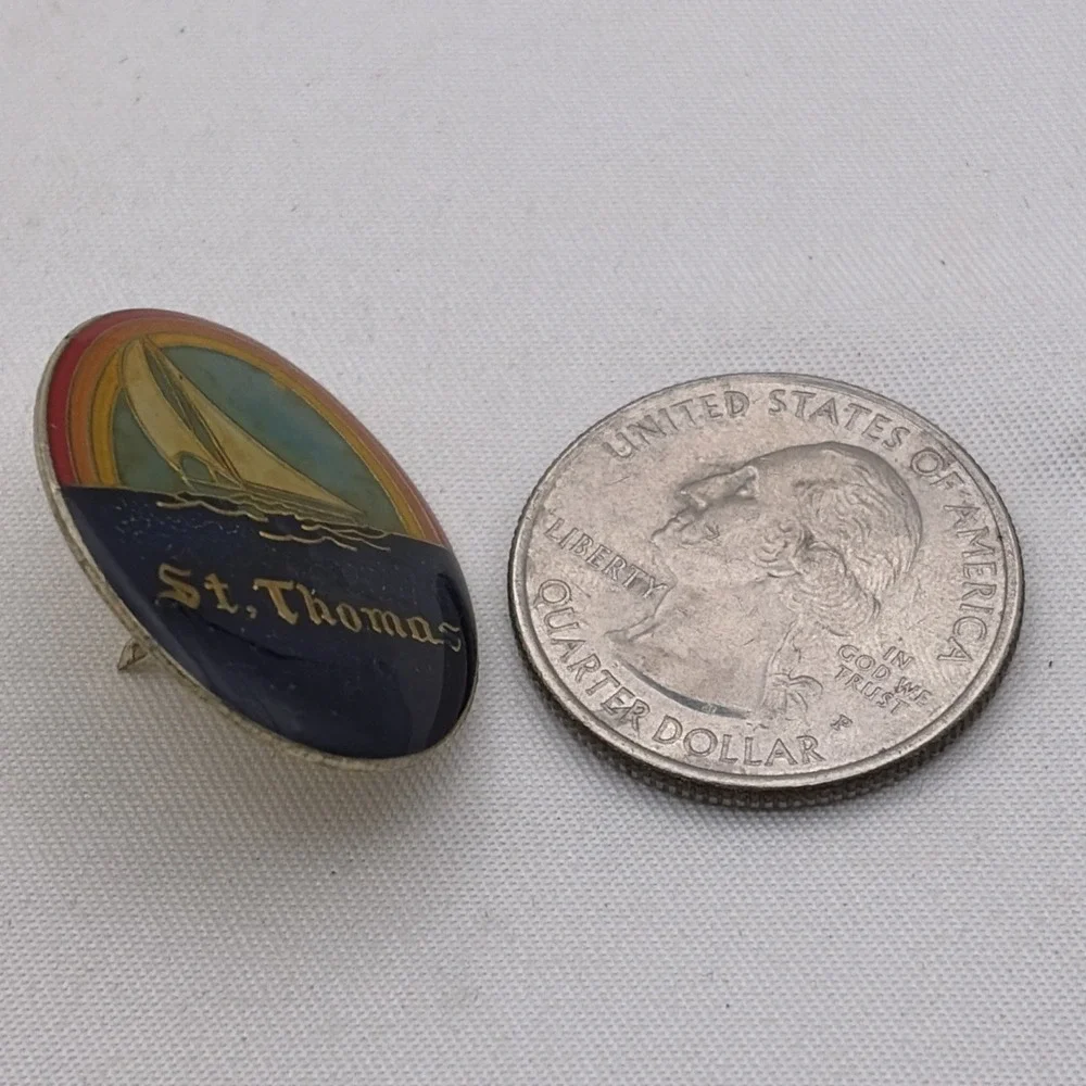 St. Thomas Caribbean Island US Virgin Islands Sailboat Rainbow Lapel Hat Pin